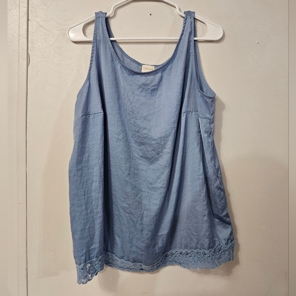 Chico's Blue Lace Trim Tank Top! - Picture 1 of 5